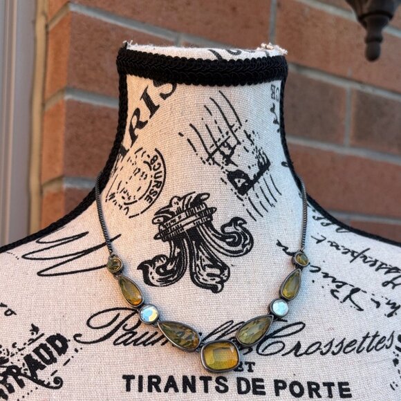 PULSE (Irish brand) Amber and Clear Gemstones Silver Tone Statement Necklace - Picture 7 of 8